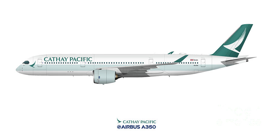 Illustration Of Cathay Pacific Airbus A350 Digital Art by Steve H Clark ...