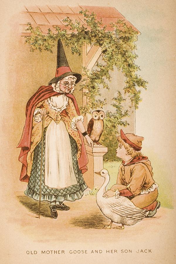 Illustration Of Old Mother Goose And Drawing by Vintage Design Pics