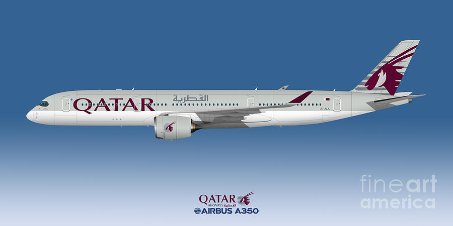 Airbus Digital Art - Illustration Of Qatar Airbus A350 - Blue Version by Steve H Clark Photography Airbus Digital Art - Illustration Of Qatar Airbus A350 - Blue Version by Steve H Clark Photography