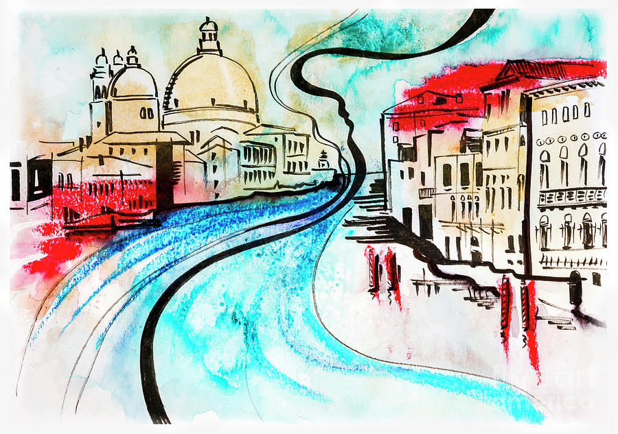 illustration of travel, Venice Mixed Media by Ariadna De Raadt