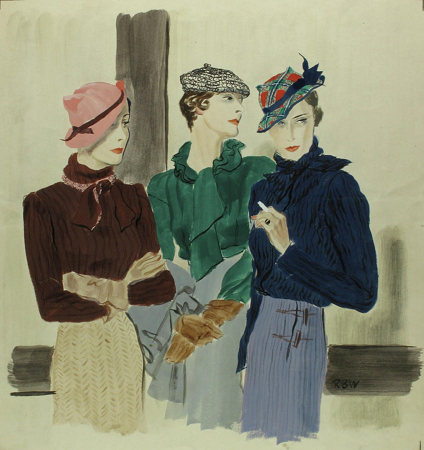 Illustration Of Women Wearing Schiaparelli Digital Art by Rene Bouet-Willaumez