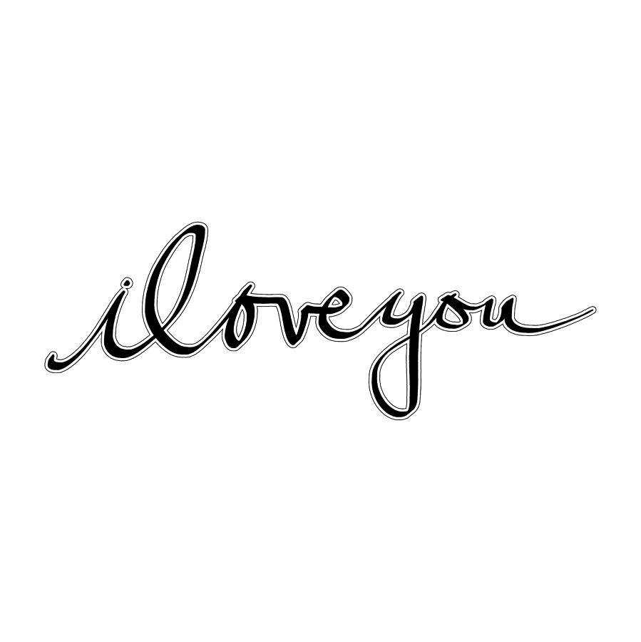 Typography Drawing - Iloveyou by Bill Owen