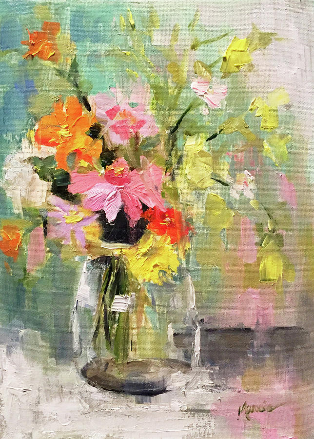 Flowers In Vase Painting - Im A Mess by Marcia Hodges