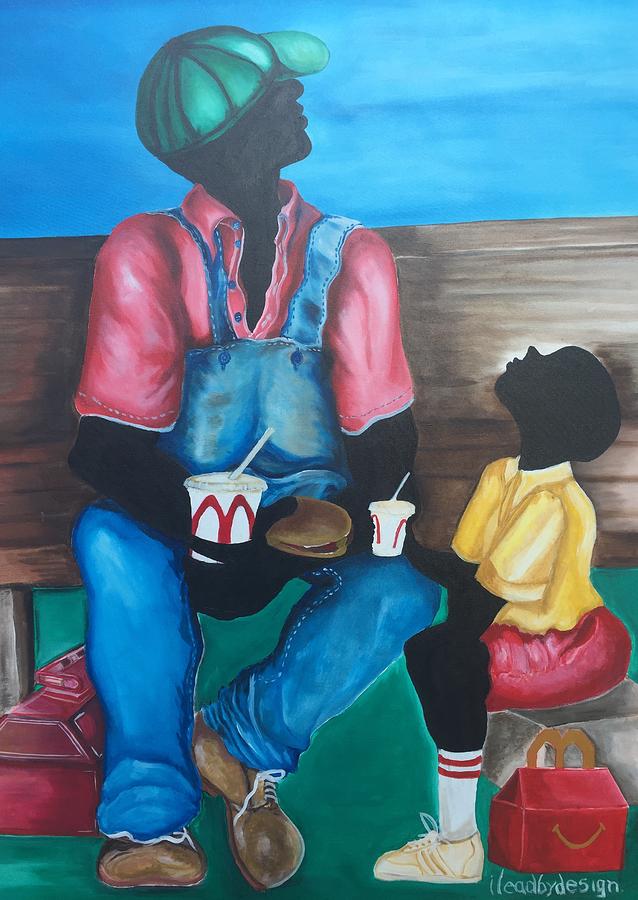 Mcdonald's Painting - Im Lovin it. Father and son by Ebony Thompson