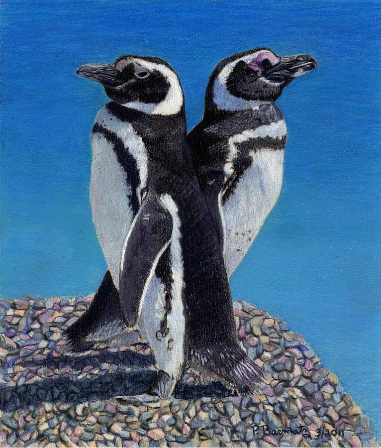 Penguins Painting - Im Not Talking To You - Penguins by Patricia Barmatz Penguins Painting - Im Not Talking To You - Penguins by Patricia Barmatz