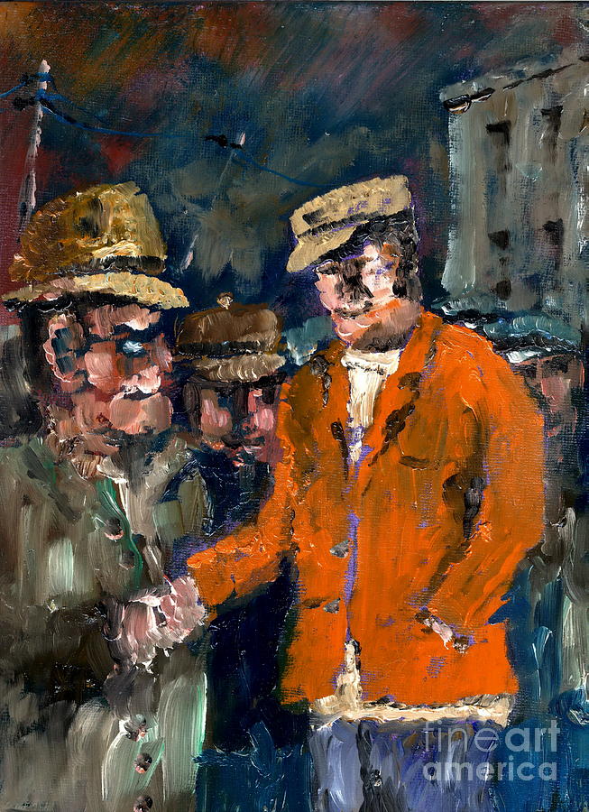 Im the guy with de money Painting by Val Byrne