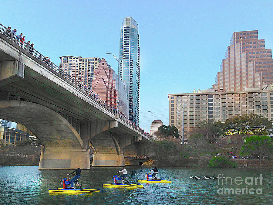 Image Included in Queen the Novel - Austin Bridge Boats Enhanced Photograph by Felipe Adan Lerma