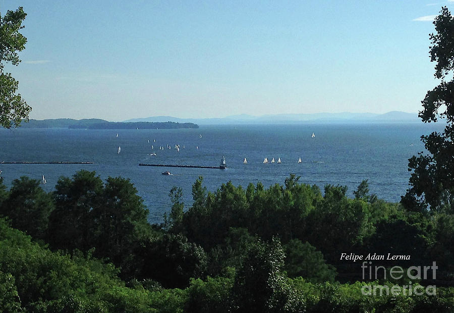 Image Included in Queen the Novel - Sailboats by Lake Champlain Lighthouse Enhanced Photograph by Felipe Adan Lerma
