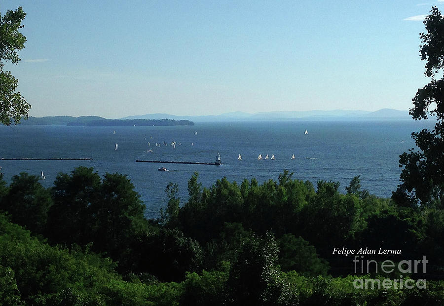 Image Included in Queen the Novel - Sailboats by Lake Champlain Lighthouse Photograph by Felipe Adan Lerma
