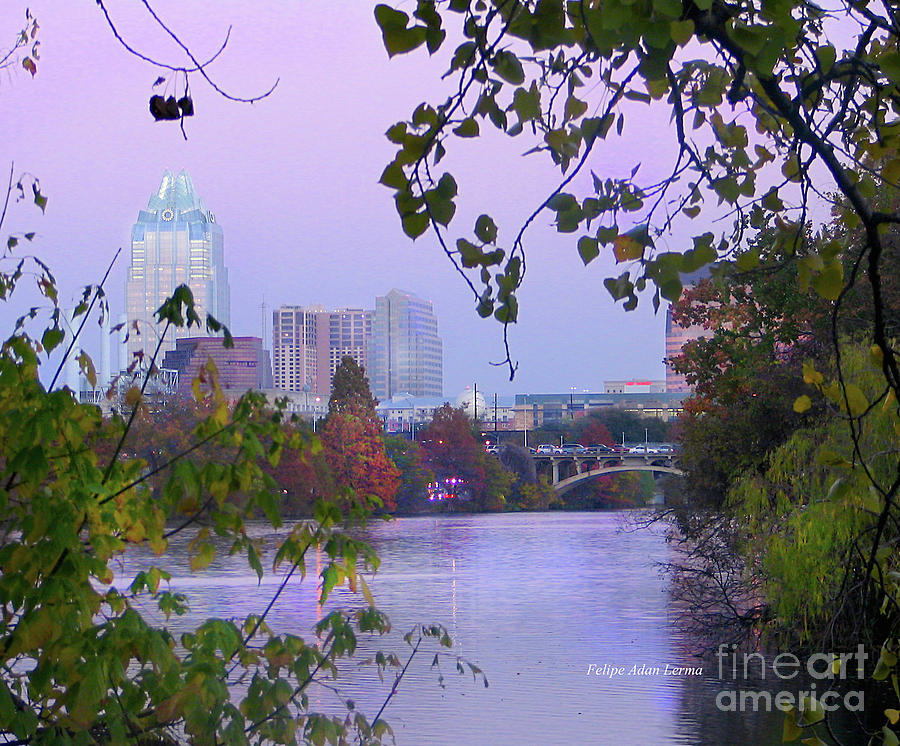Image Included in Queen the Novel - View of Austin Through the Trees Enhanced Photograph by Felipe Adan Lerma