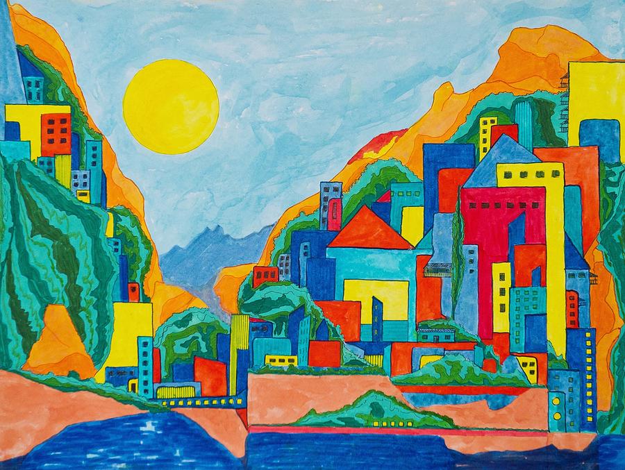 Primary Colors Painting - Images of Italy by David Raderstorf