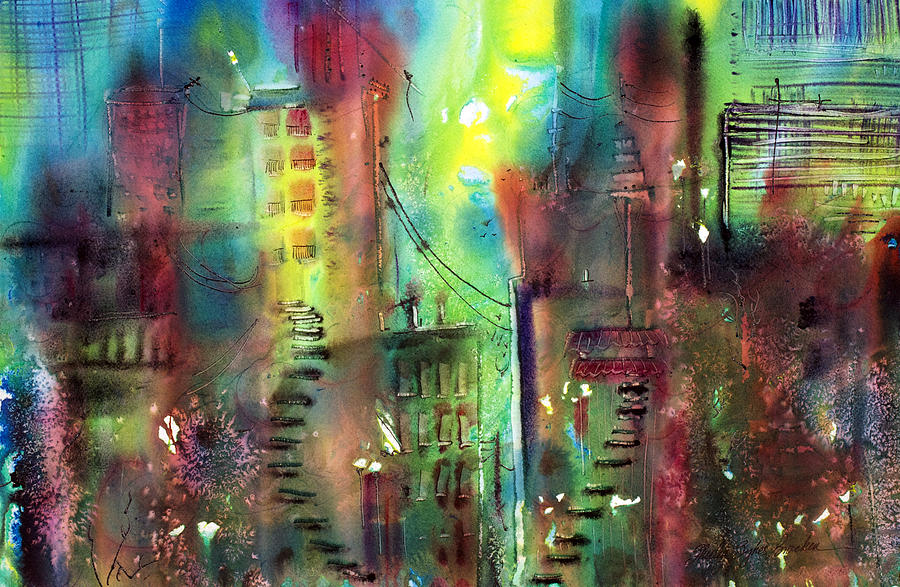 Imaginary City Painting by Shirley Sykes Bracken