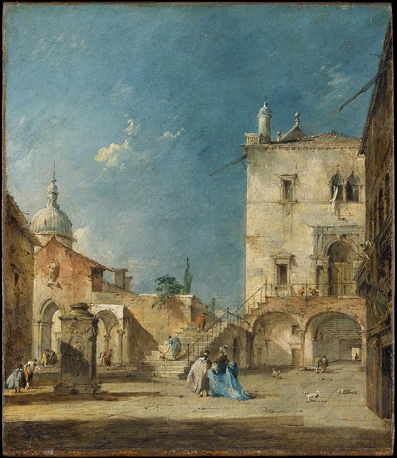 Imaginary View of a Venetian Square or Campo Painting by Francesco Guardi