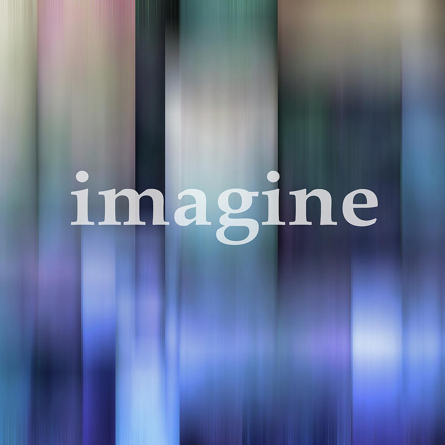 Typography Digital Art - Imagine In Blue by Ann Powell
