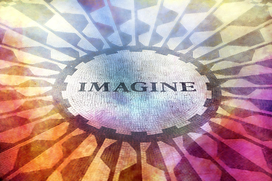 Central Park Painting - Imagine Sign by Lutz Baar