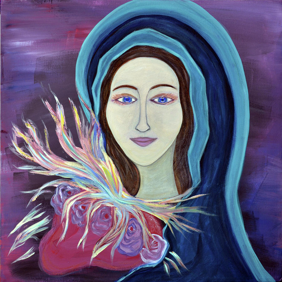 Immaculate Heart of Mary Ablaze Painting by Danielle Tayabas - Fine Art ...