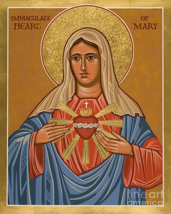 Immaculate Heart of Mary - JCIHE Painting by Joan Cole