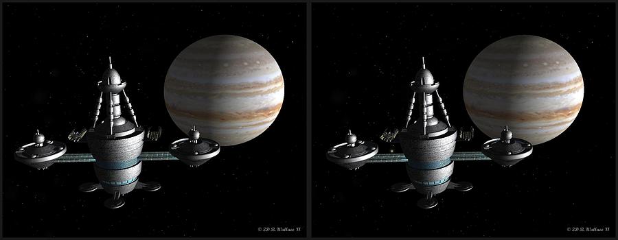Immense Class Starbase - Gently cross your eyes and focus on the middle image Photograph by Brian Wallace