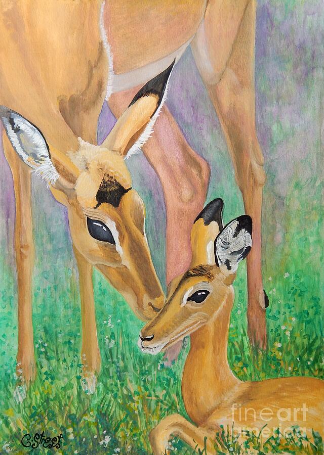 Impala Doe and Fawn Painting by Caroline Street Impala Doe and Fawn Painting by Caroline Street