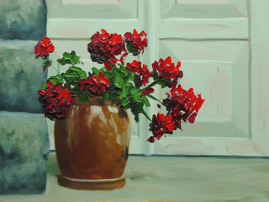 Flower Painting - Impasto Flower Pot by Nolan Clark