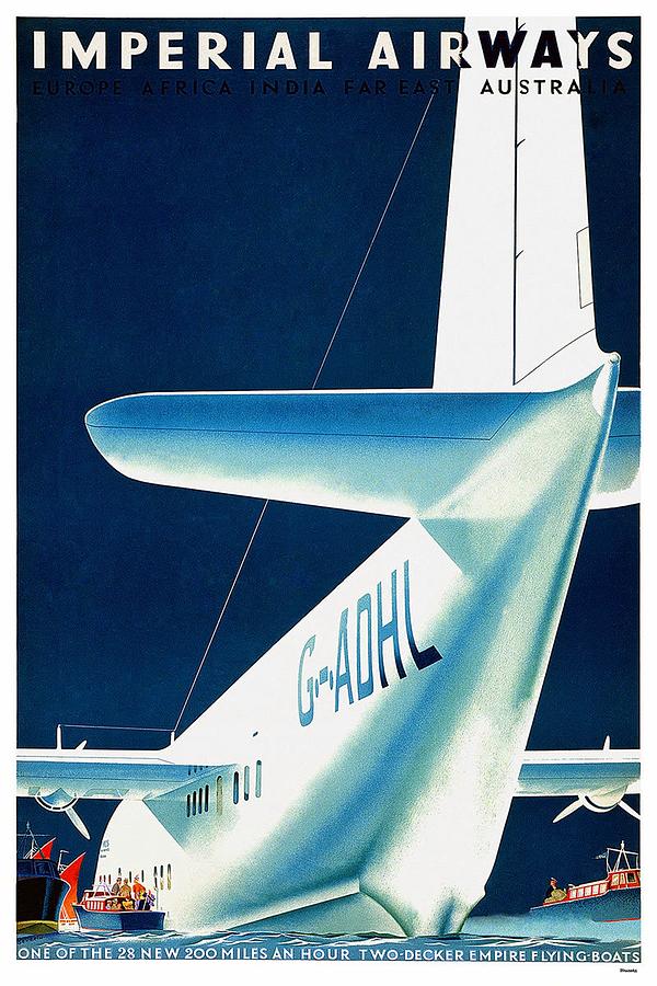 Imperial Airways - Europe, Africa, India, Far East, Australia - Retro travel Poster - Vintage Poster Mixed Media by Studio Grafiikka