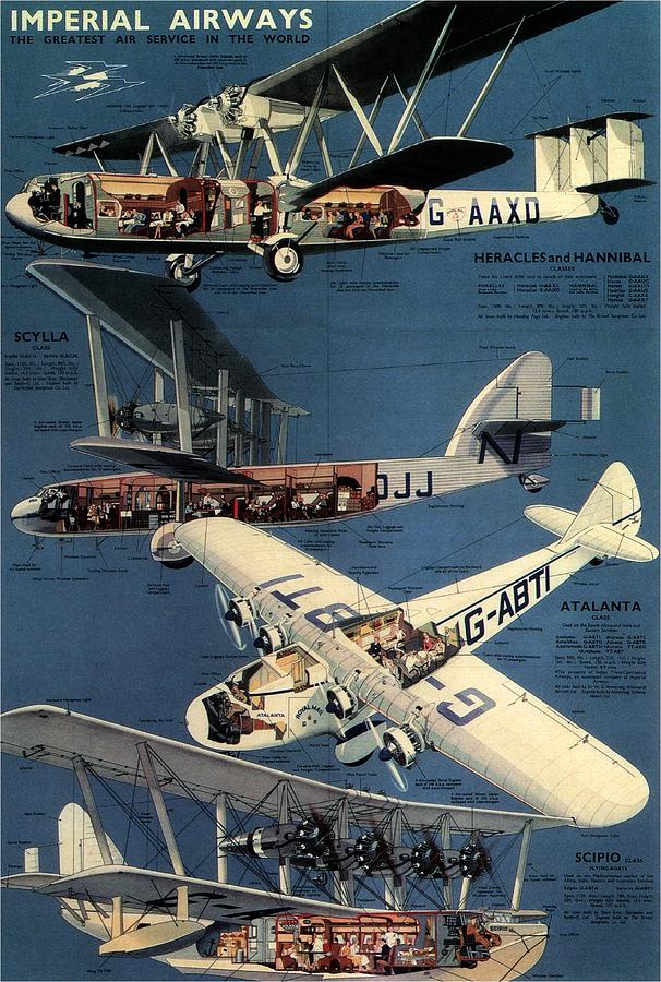 Imperial Airways - The Greatest Air Service In The World - Retro Travel Poster - Vintage Poster Photograph