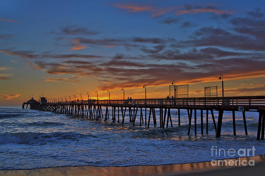 Imperial Beach Pier under a Spectacular Sunset Photograph by Sam Antonio