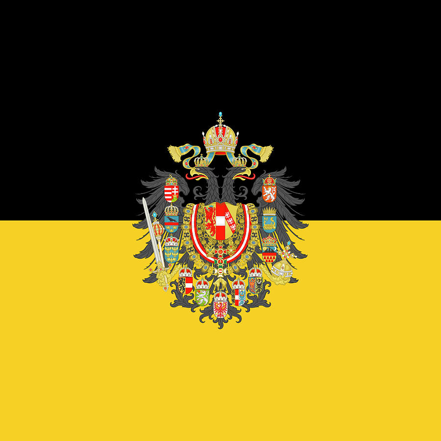 Habsburg flag with Imperial Coat of Arms 1 Digital Art by Helga Novelli