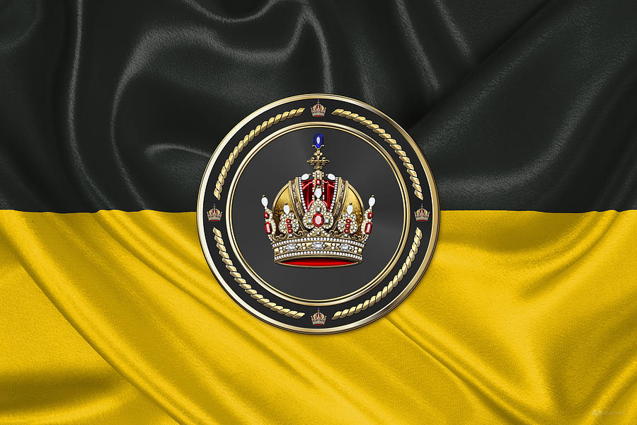 Imperial Crown of Austria over Flag of the Habsburg Monarchy Digital Art by Serge Averbukh