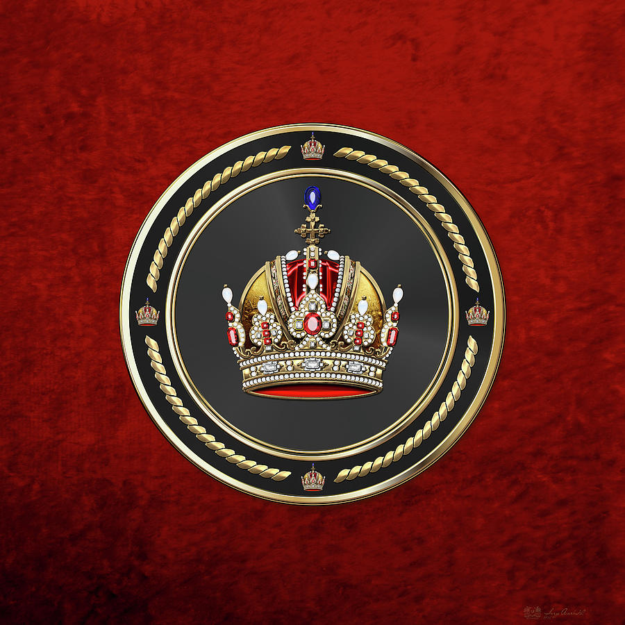 Imperial Crown of Austria over Red Velvet Digital Art by Serge Averbukh