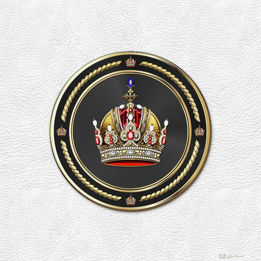 Imperial Crown of Austria over White Leather  Digital Art by Serge Averbukh