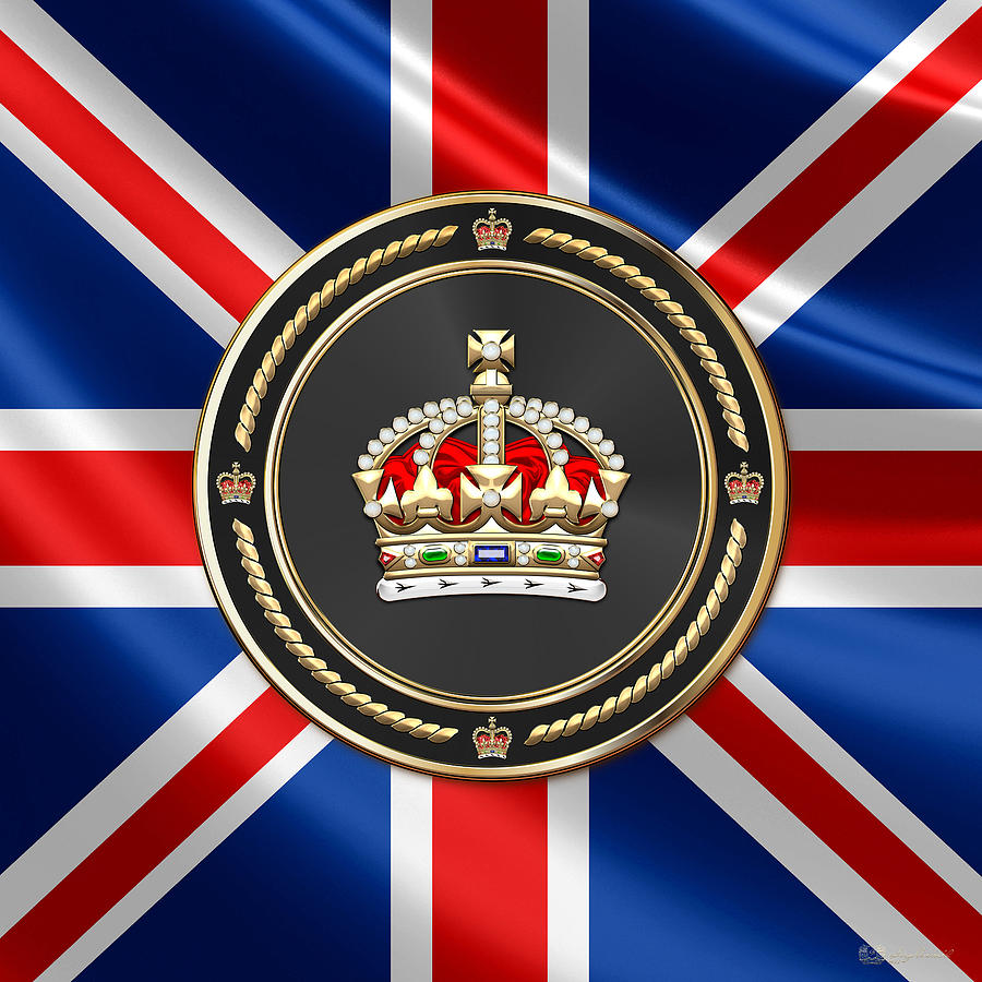 Imperial Tudor Crown over Flag of the United Kingdom Digital Art by Serge Averbukh
