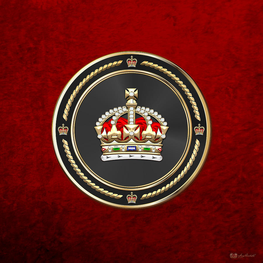 Imperial Tudor Crown over Red Velvet Digital Art by Serge Averbukh