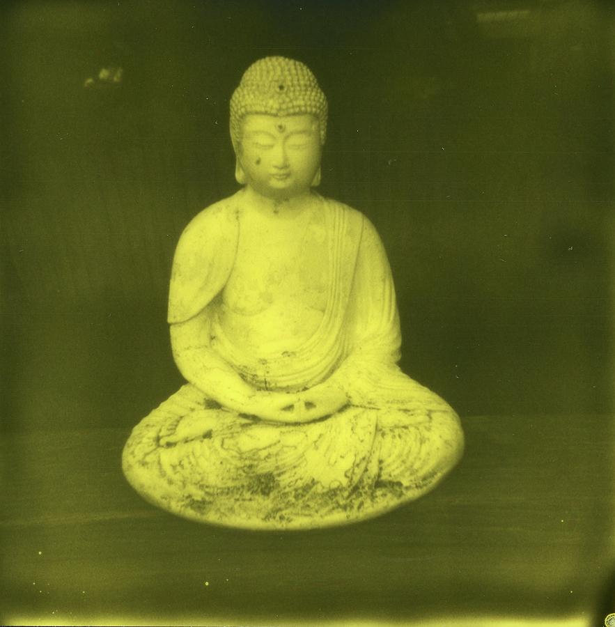 Impossible Project Third man records Jack white Buddha yellow black Photograph by Jane Linders
