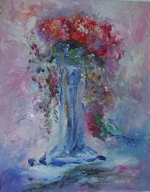 Impression- Flowers and vase Painting by Edward Wolverton