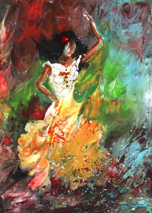 Impression Of Flamenco Painting by Miki De Goodaboom