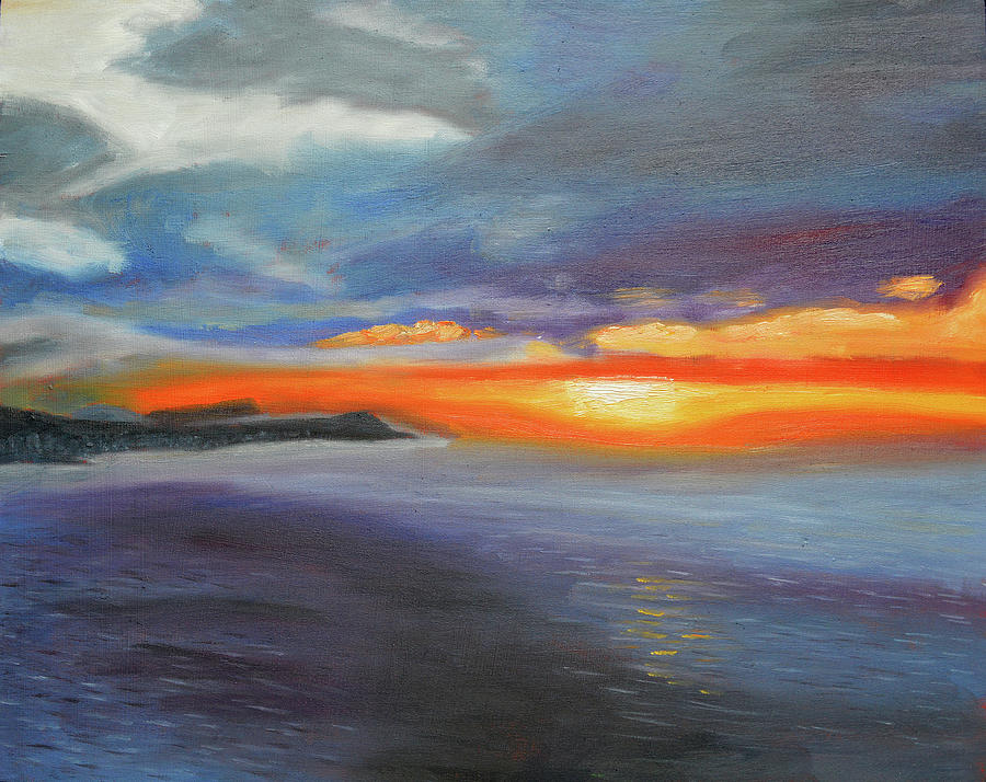 Impression Sunrise Honolulu Painting by Thu Nguyen