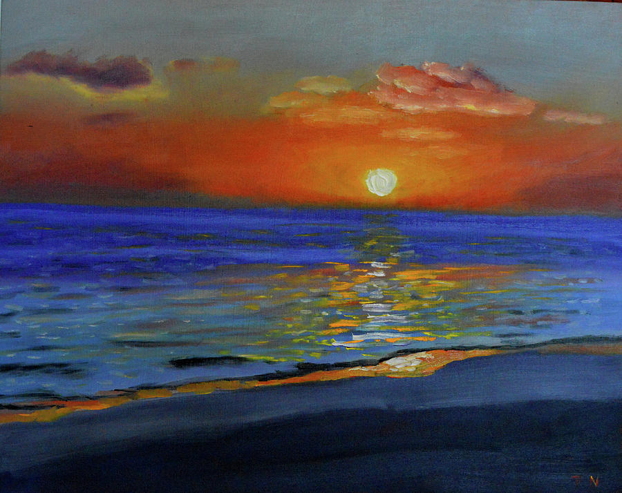 Impression Sunset Hapuna Beach Painting by Thu Nguyen