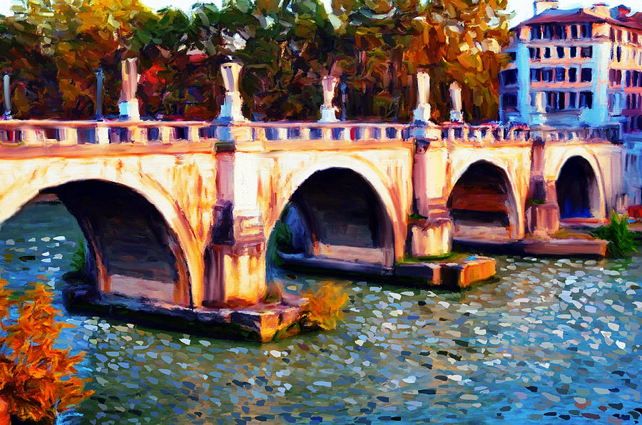 Impressionist Bridge Painting by Raheel Shakeel
