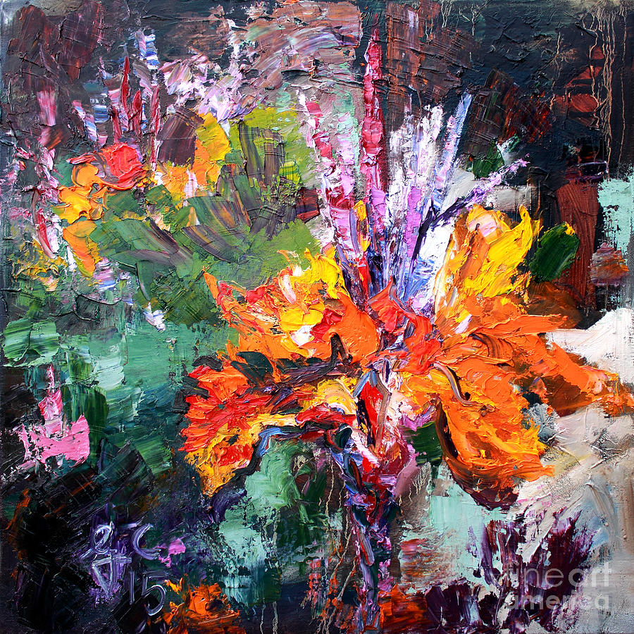 Impressionist Canna Flower Oil Painting  Painting by Ginette Callaway