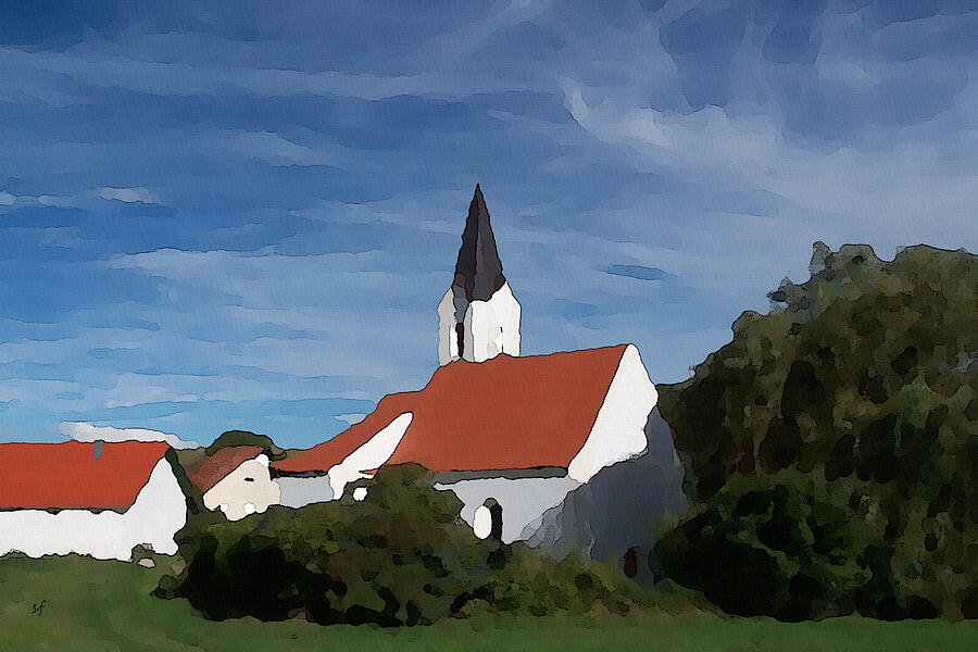 Impressionist Country Church Mixed Media by Shelli Fitzpatrick