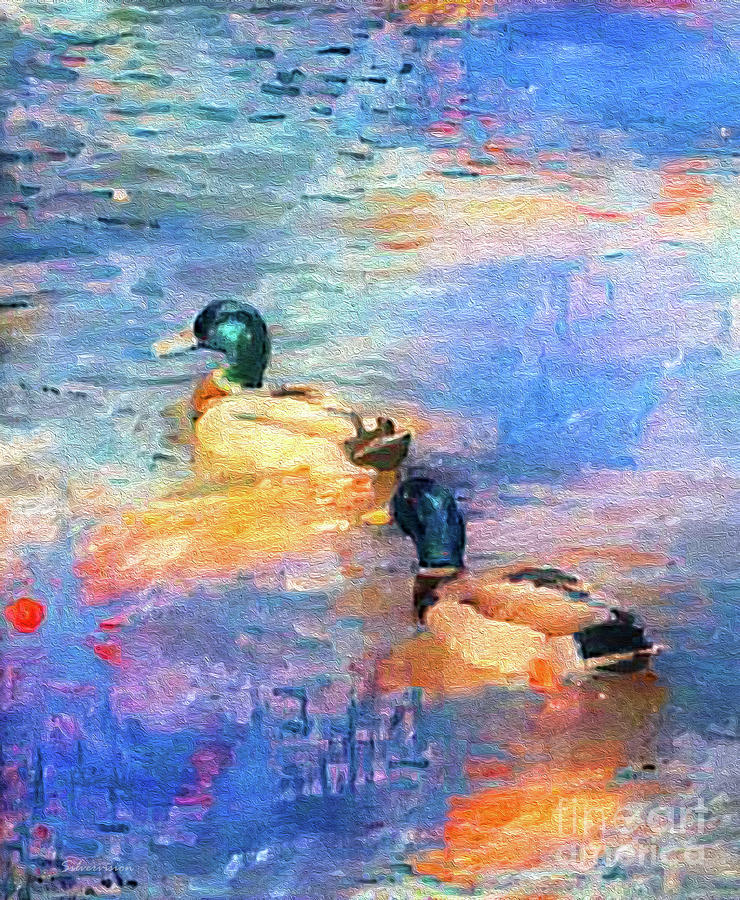 Impressionist Ducks Digital Art by Nina Silver