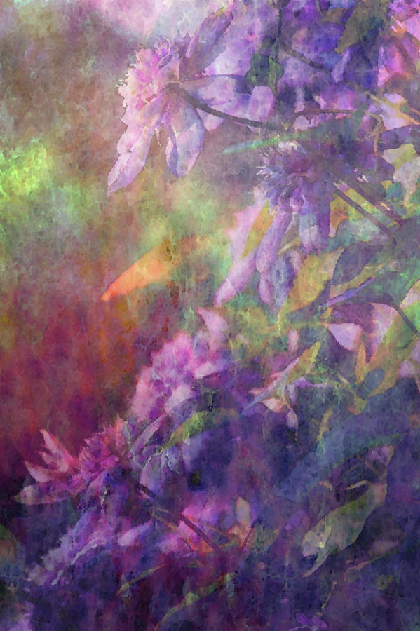 Impressionist Lavender Clematis Blossoms and Vines 2741 IDP_2 Photograph by Steven Ward