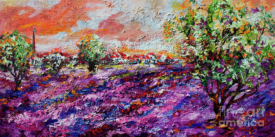 Impressionist Lavender Fields Provence Painting by Ginette Callaway