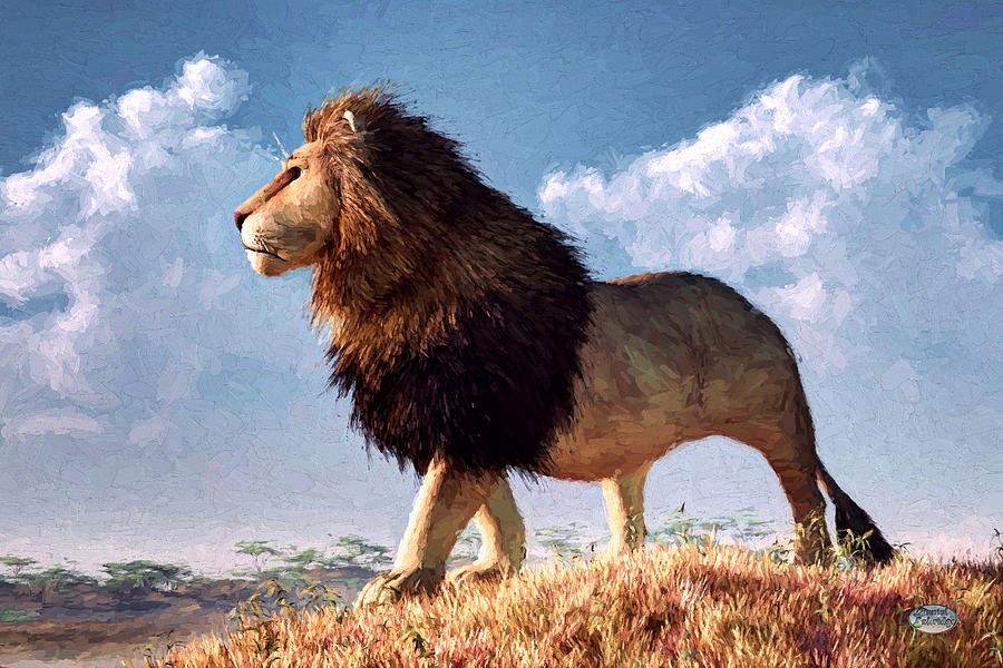 Impressionist Lion Digital Art by Daniel Eskridge