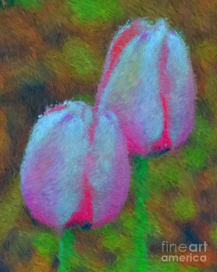Impressionist Pink Tulips Painting by Smilin Eyes Treasures