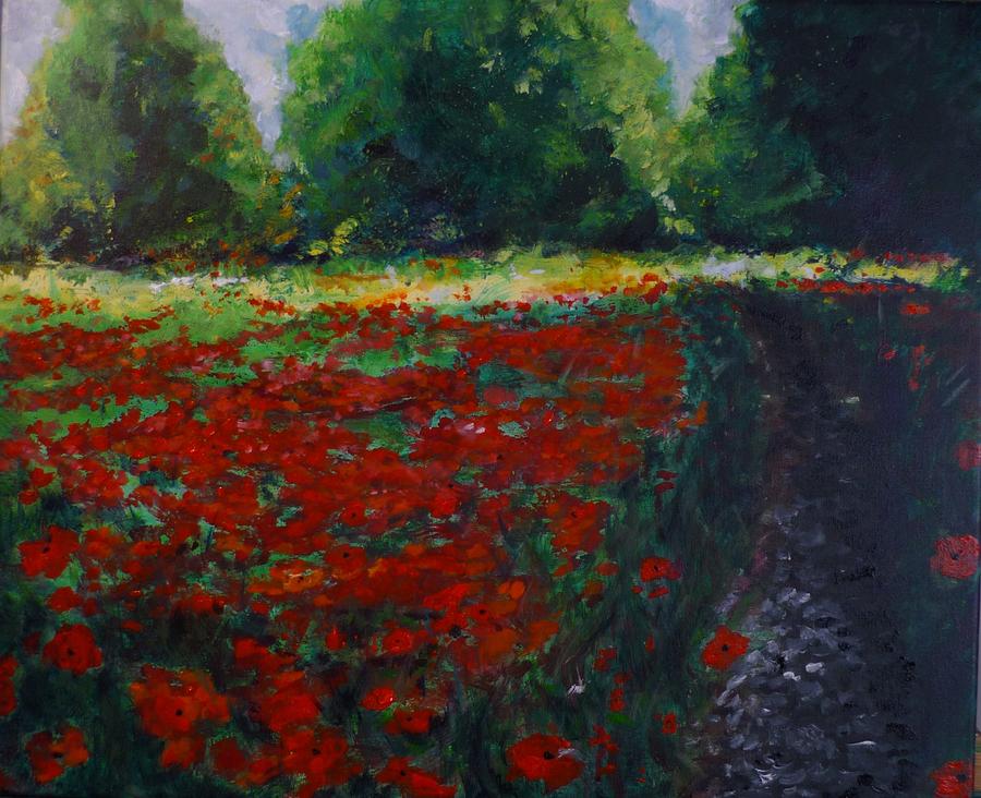 Impressionist Poppy Field  Painting by Lizzy Forrester