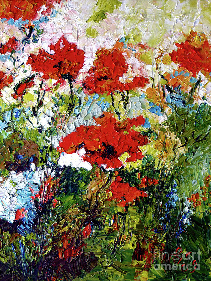 Impressionist Red Poppies Provencale Painting by Ginette Callaway
