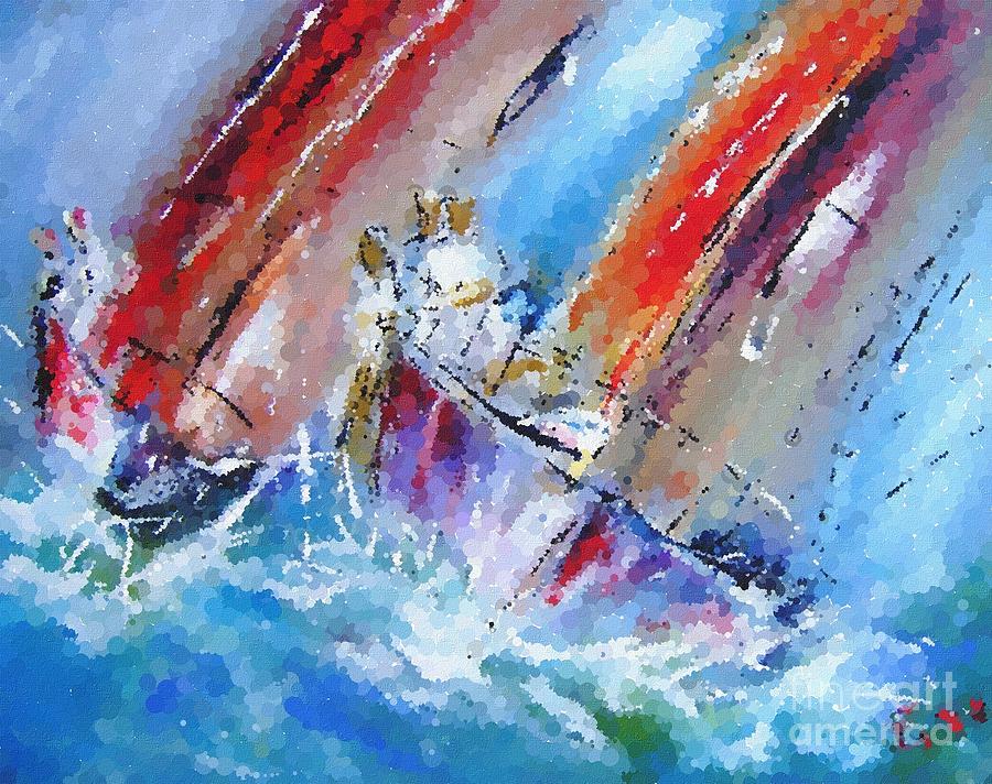 Impressionist Paintings Of   Sailboats  Painting by Mary Cahalan Lee - aka PIXI
