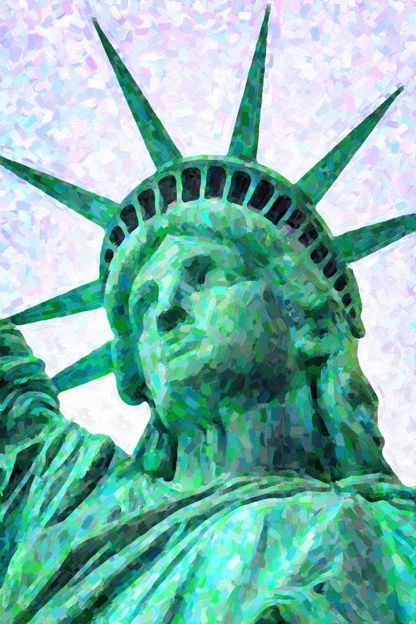 impressionist style painting of statue of liberty by Adam Asar Painting by Celestial Images